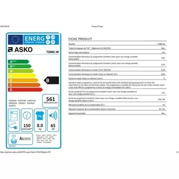 Sèche linge à condensation ASKO T208C.W – Image 9
